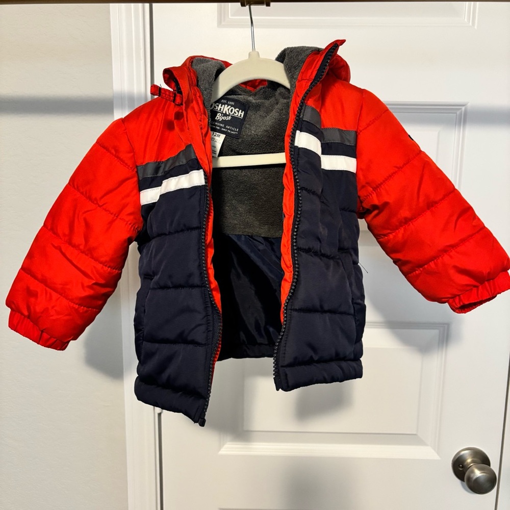 OshKosh B’Gosh Red Stripe Heavyweight Puffer Jacket 12M